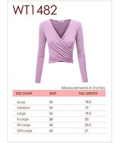 Women's Premium Short/Long Sleeve Deep V Neck Slim fit Cross Wrap Crop top Shirt-Made in USA Wt1482_navy $10.79 T-Shirts