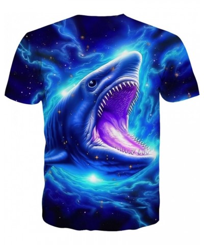 Unisex Fashion 3D Print T-Shirts Funny Graphics Pattern Crewneck Short Sleeve Tees for Mens Womens Blue Shark $9.71 T-Shirts