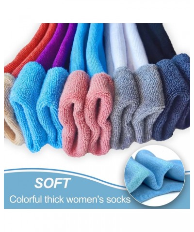 VoJoPi 5 Pairs Warm Wool Socks for Women, Size 5-10, Thick Winter Thermal Boot Socks Crew Length H-purple/Blue/Rose/Black/Whi...