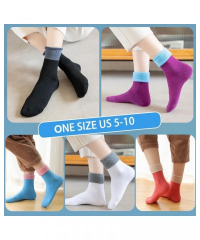 VoJoPi 5 Pairs Warm Wool Socks for Women, Size 5-10, Thick Winter Thermal Boot Socks Crew Length H-purple/Blue/Rose/Black/Whi...