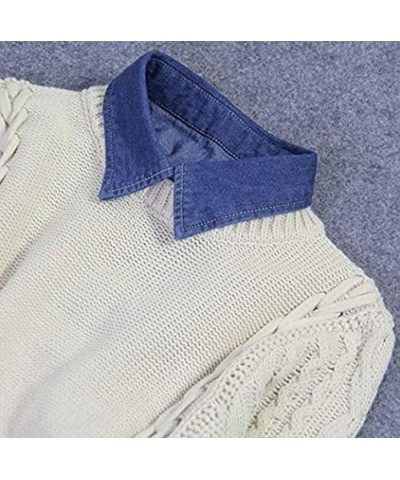 Unisex Stylish Detachable Half Shirt Blouse False Collar Blue Denim Fake Collar Deep Blue $10.19 Blouses