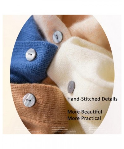 Cashmere Cardigan Sweaters for Women, 100% Pure Cashmere Button Front Long Sleeve Crewneck Knit Elastic Sweater Algae Blue $2...