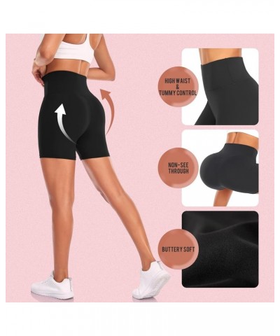5 Pack High Waisted Biker Shorts for Women – 5" Tummy Control Fitness Athletic Workout Running Yoga Gym Shorts 5 Packs,black/...