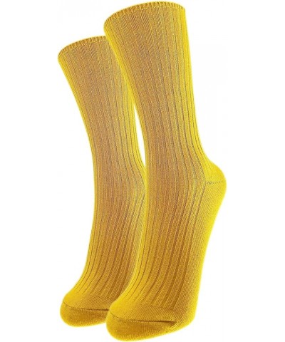 6 Pairs Comfortable Casual Cotton Socks for Women, Girls and Students (fit women girls shoe size 5-10) Yellow $10.94 Activewear