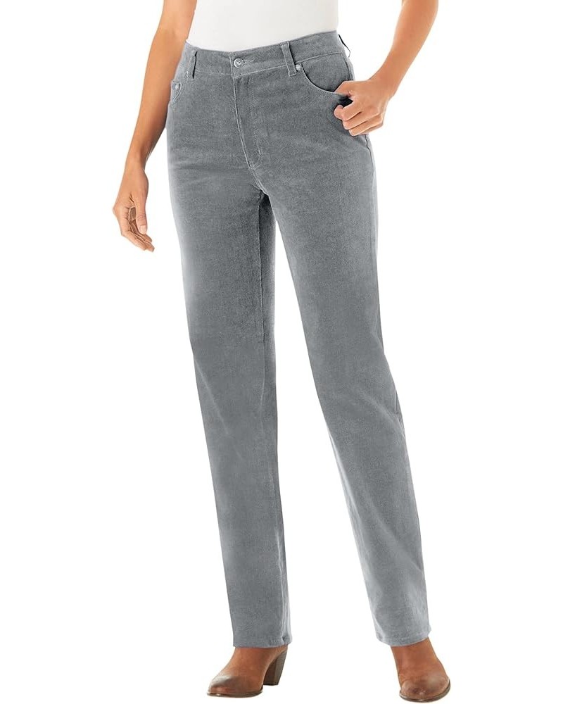 Women's Plus Size Corduroy Straight Leg Stretch Pant Gunmetal $30.46 Pants