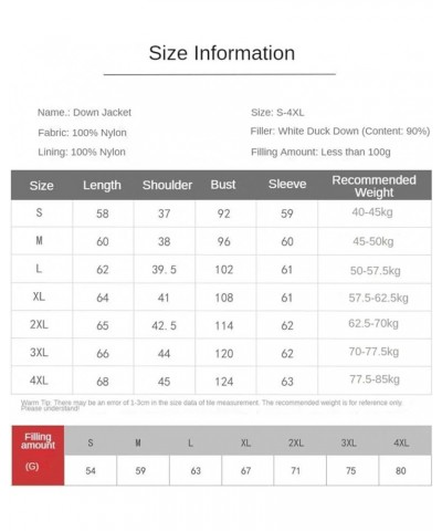 Women Winter Coat Ultra Light White Duck Down Jacket Slim Puffer Jacket Portable Windproof Down Coat White $26.75 Jackets