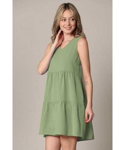Women's Summer Tunic Dress V Neck Casual Loose Flowy Swing Shift Dress Wdr2357_sage $10.57 Dresses