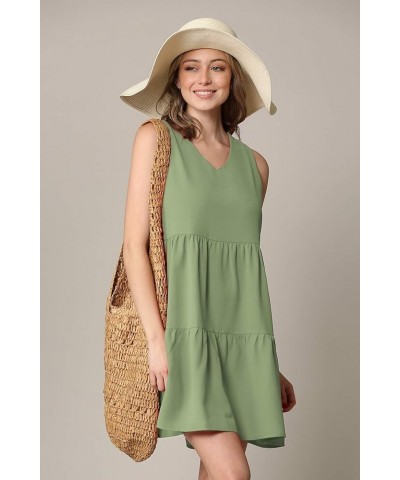 Women's Summer Tunic Dress V Neck Casual Loose Flowy Swing Shift Dress Wdr2357_sage $10.57 Dresses