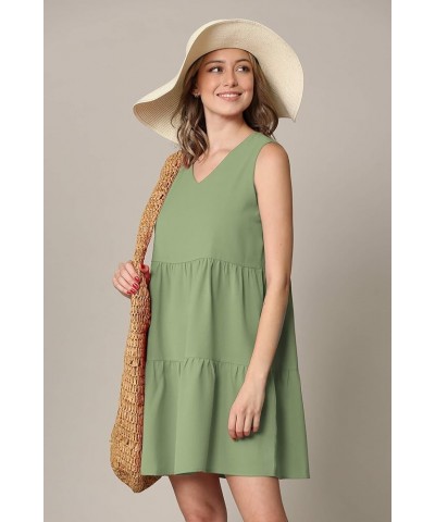 Women's Summer Tunic Dress V Neck Casual Loose Flowy Swing Shift Dress Wdr2357_sage $10.57 Dresses