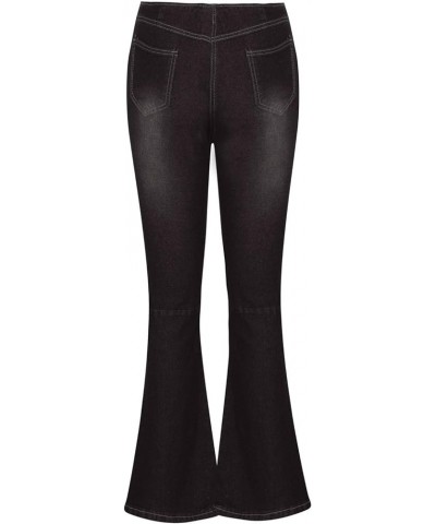 Women's Fashion Flare Pants Solid Mid Rise Stretchy Denim Jeans Distressed Jeans Stretch Casual Comfy Silky Pants A01_black $...