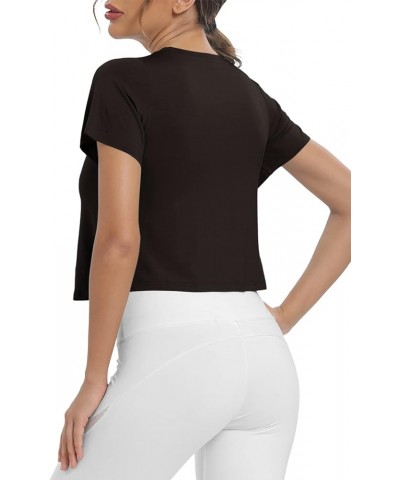 Workout Crop Tops for Women Short Sleeve Yoga Shirts Athletic Running Cropped Tank Tops Black $10.79 Tanks