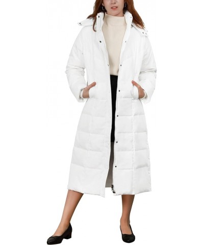 Women's Winter Over Knee Removable Hooded Maxi Long Puffer Down Coat White $36.00 Jackets