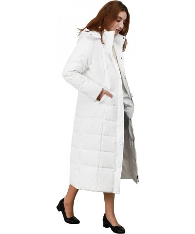 Women's Winter Over Knee Removable Hooded Maxi Long Puffer Down Coat White $36.00 Jackets