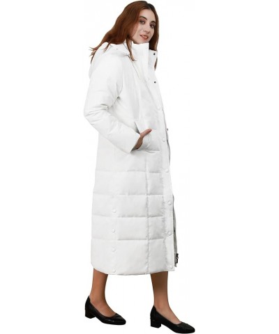 Women's Winter Over Knee Removable Hooded Maxi Long Puffer Down Coat White $36.00 Jackets