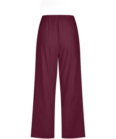Summer Cropped Pants Straight Capris for Ladies Comfortable Casual Loose Work Pant Elastic Pocket Wine & 01 $8.50 Others