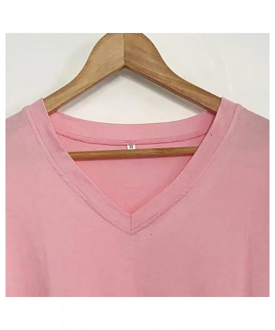 Women Top Oversized Cotton Solid/Two-Bar Striped Long Sleeve V-Neck T-Shirt Loose Blouse A-royal Blue $13.79 T-Shirts