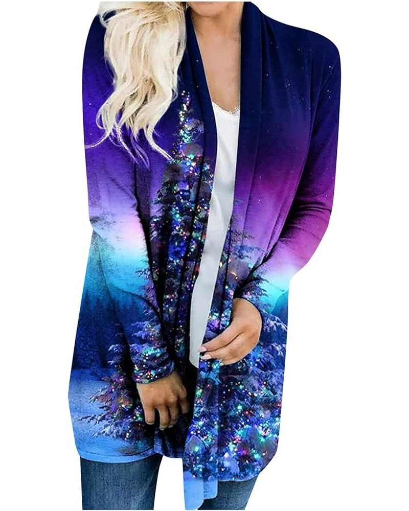 Aztec Cardigan for Women Open Front Long Sleeve Lightweight Vintage Ethnic Print Loose Casual Fall Cardigan Coats 18-purple $...