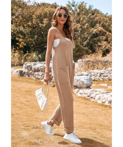 Jumpsuits for Women Casual Rompers Sleeveless Overalls Soft Loose Jumpsuit With Pockets Apricot $15.75 Jumpsuits