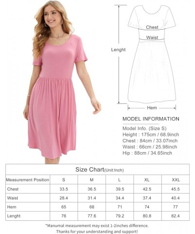 Women Soft Casual Nightdress Short Sleeve Drape Loungewear Pajama Crewneck Loose Elasticity Fit Midi Dress with Pocket Pink $...