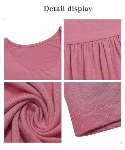Women Soft Casual Nightdress Short Sleeve Drape Loungewear Pajama Crewneck Loose Elasticity Fit Midi Dress with Pocket Pink $...