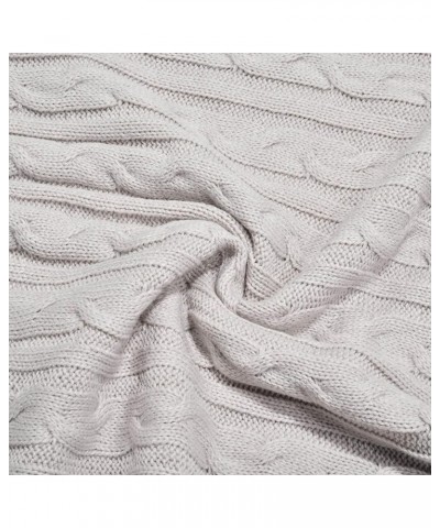 Women Winter Plus Size Cable Knitted Warm Loungewear Suit Sets 2 Piece Tops and Pants Grey $21.07 Activewear