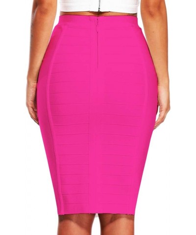 Women's High Waist Wear to Work Pencil Skirt Bandage Bodycon Midi Skirt Rose Red $16.81 Skirts