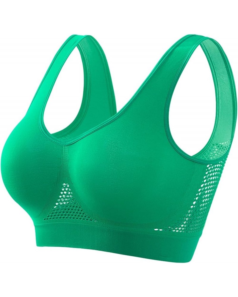 Breathable Cool Liftup Air Bra,2024 Women Seamless Wireless Sports Bra Hollow Mesh Hole Yoga Running Workout Gym Bra A4-green...
