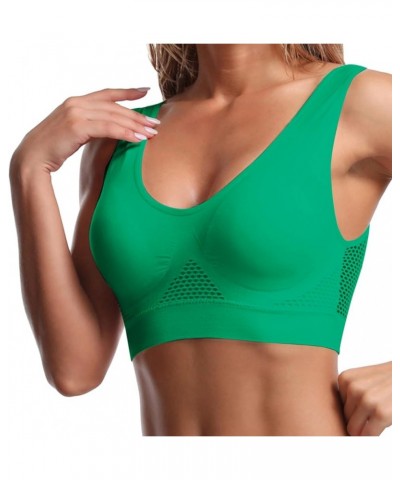 Breathable Cool Liftup Air Bra,2024 Women Seamless Wireless Sports Bra Hollow Mesh Hole Yoga Running Workout Gym Bra A4-green...