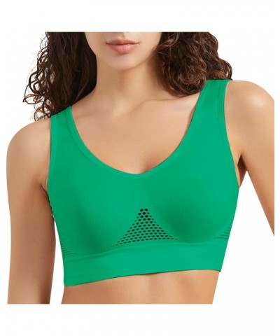 Breathable Cool Liftup Air Bra,2024 Women Seamless Wireless Sports Bra Hollow Mesh Hole Yoga Running Workout Gym Bra A4-green...