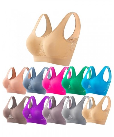 Breathable Cool Liftup Air Bra,2024 Women Seamless Wireless Sports Bra Hollow Mesh Hole Yoga Running Workout Gym Bra A4-green...