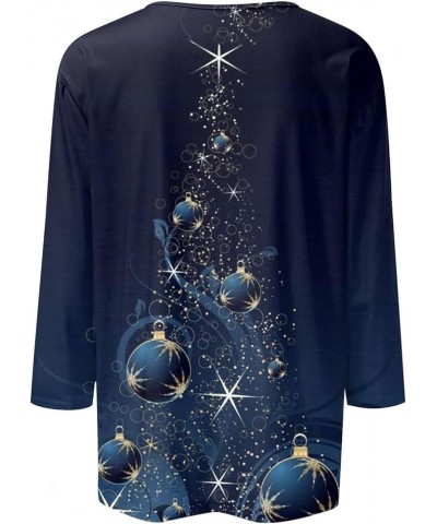 Christmas Ornaments Plus Size Tops for Women Dressy Fall Blouses for Women 2023 Women's Fall Three Quarter Blouses 02-navy $9...