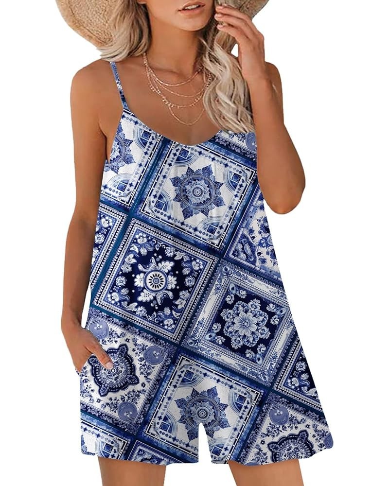 Womens Romper Casual Loose Sleeveless Summer Outfits Adjustable Straps One Piece Jumpsuit with Pockets 12 Paisley $13.49 Jump...