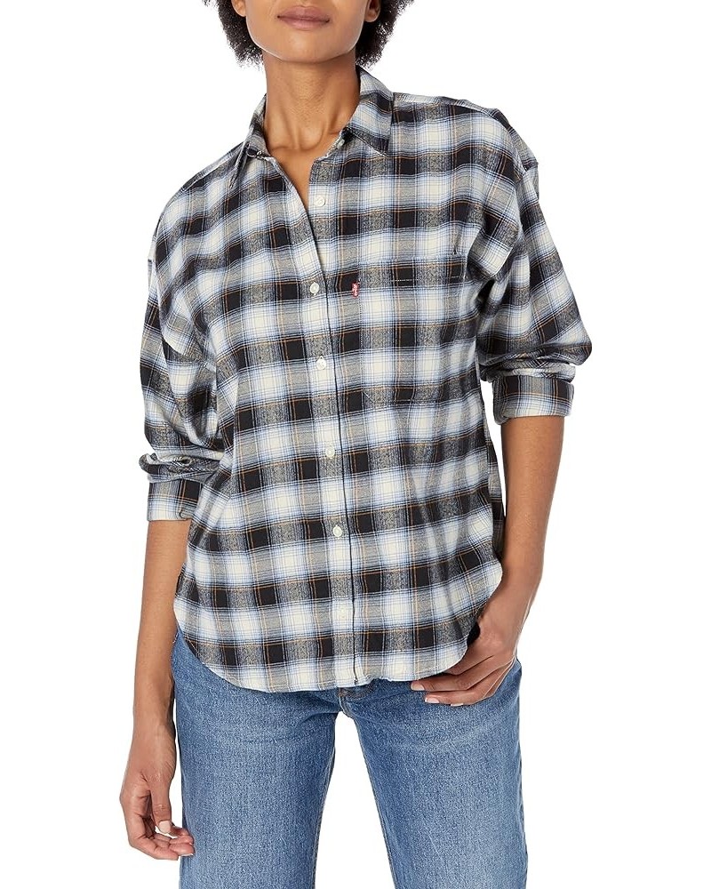 Women's Henri Flannel Standard Emily Plaid Glazed Caviar $13.02 Blouses