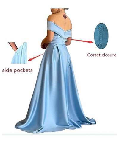 Women's Prom Dress Long Off The Shoulder Evening Dress A Line Military Ball Gown with Pockets Slit Party Dresses Turquoise $5...