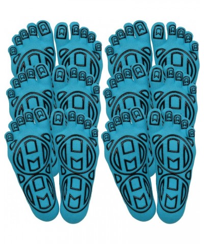 5-Toe Exercise Barefoot Feel Yoga Toe Socks With Full Grip 6pk Scuba Blue $8.82 Socks