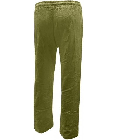 Women's Cotton Linen Palazzo Pants Flowy Drawstring Elastic Waisted Wide Leg Long Lounge Trousers Comfy Boho Capri Pants 1a6-...