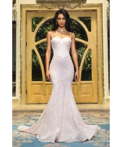 Sparkly Sequin Prom Dresses for Women Mermaid Long Spaghetti Straps Formal Evening Party Gowns Peacock $36.50 Dresses