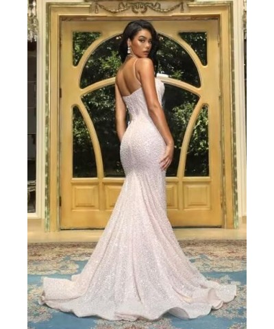 Sparkly Sequin Prom Dresses for Women Mermaid Long Spaghetti Straps Formal Evening Party Gowns Peacock $36.50 Dresses