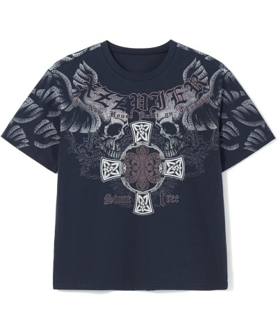 Women Y2K Graphic T-Shirts Summer Short Sleeve Punk Gothic Tee Tops Vintage 90s Aesthetic Emo Clothes Streetwear C-dark Gray ...