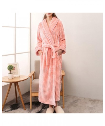 Pajamas For Women Shorts Plus Women's Robe Bathrobe Solid Coat Sleeved Long Clothes Winter Lengthened Splicing Home Orange $2...