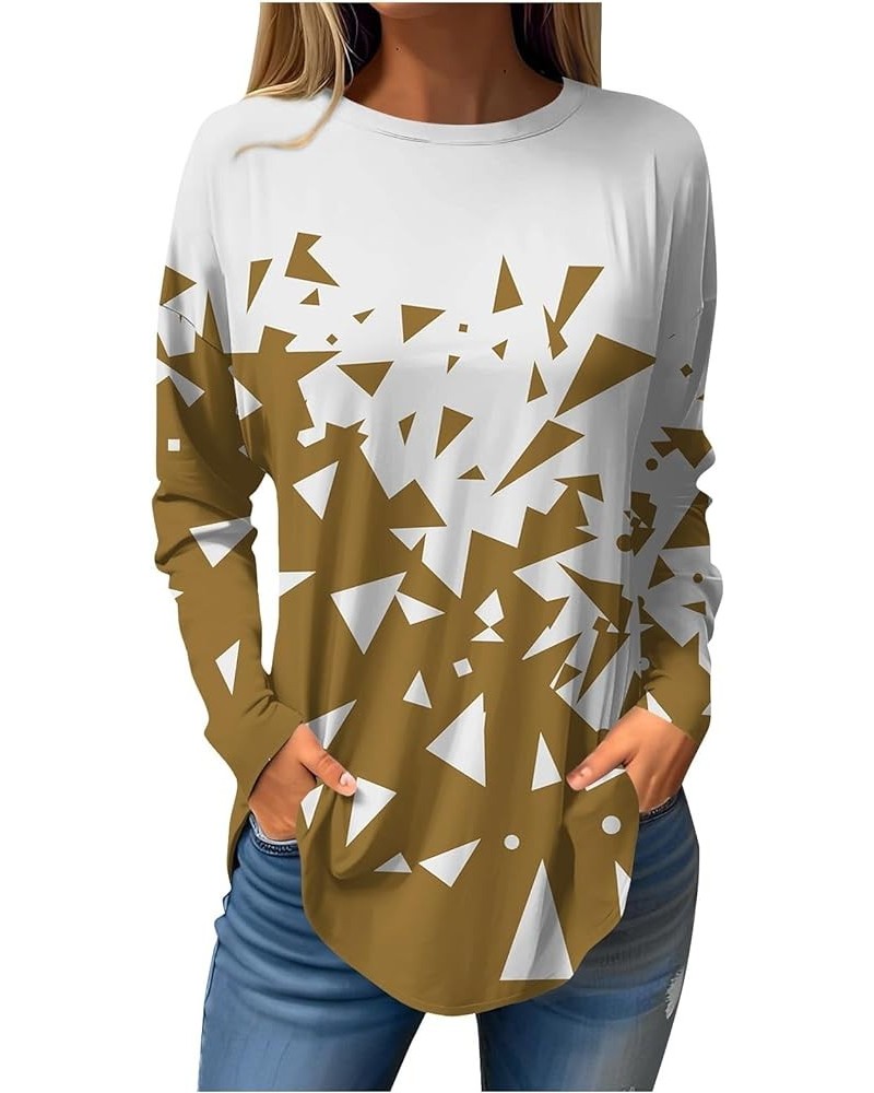 Fall Blouses for Women 2023 Long Sleeve Crewneck Basic Tops Oversized Fashion Soft Tunic to Wear with Leggings Shirts 2-earth...