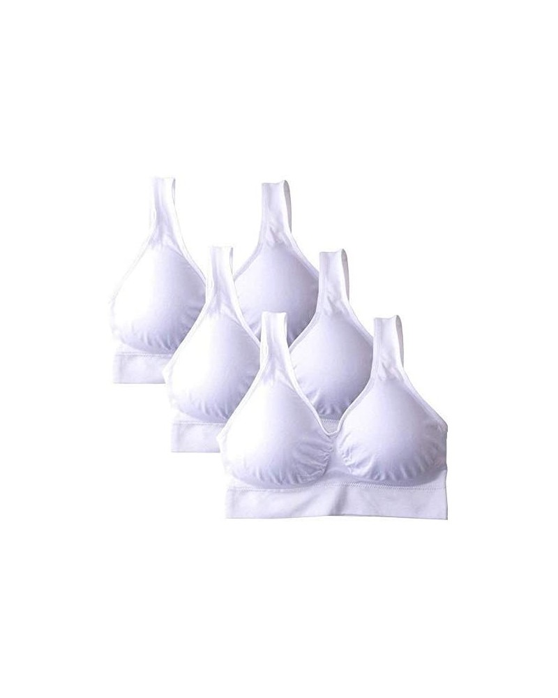 New Upgrade Padded Sports Bras for Women Freedom Seamless Spandex Yoga Bra Pack of 3 White $9.55 Lingerie