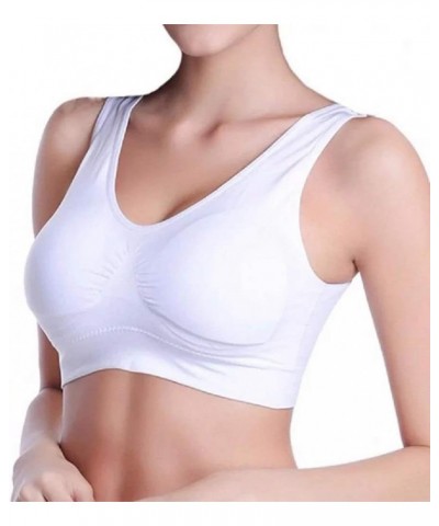 New Upgrade Padded Sports Bras for Women Freedom Seamless Spandex Yoga Bra Pack of 3 White $9.55 Lingerie