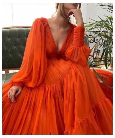 Long Sleeve Tulle Prom Dresses V Neck Puffy Formal Evening Party Gown for Women Princess Wedding Dress Wisteria $41.24 Dresses