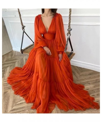 Long Sleeve Tulle Prom Dresses V Neck Puffy Formal Evening Party Gown for Women Princess Wedding Dress Wisteria $41.24 Dresses