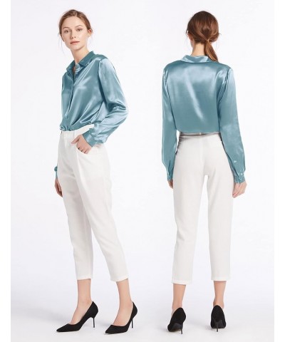 Silk Blouse for Women 100% Pure Silk Long Sleeves Cool Smooth Tops Blue Haze $61.50 Blouses