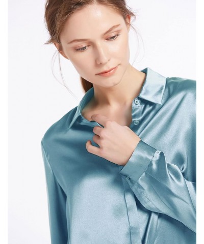 Silk Blouse for Women 100% Pure Silk Long Sleeves Cool Smooth Tops Blue Haze $61.50 Blouses