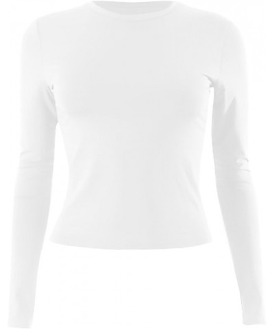 3 Pieces Women Solid Basic Crop Tops Shirts Going Out Spring Fashion Layer Slim Fit Y2k Long Sleeve Crew Neck Top $3pc-blue W...
