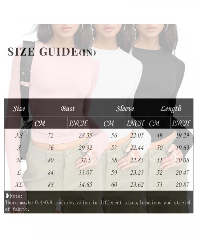 3 Pieces Women Solid Basic Crop Tops Shirts Going Out Spring Fashion Layer Slim Fit Y2k Long Sleeve Crew Neck Top $3pc-blue W...