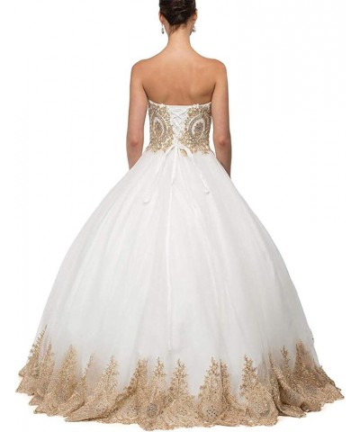 Ball Gown Sweet 16 Dress Quinceanera Formal Long Prom Dresses with Gold Applique Style3-purple $36.40 Dresses